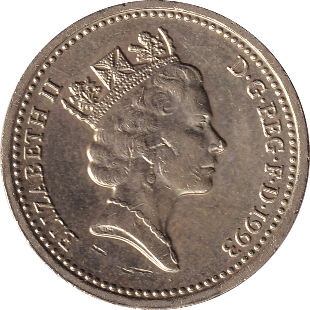 1 pound - Elizabeth II - Tête mature - Armoiries Royaume Uni
