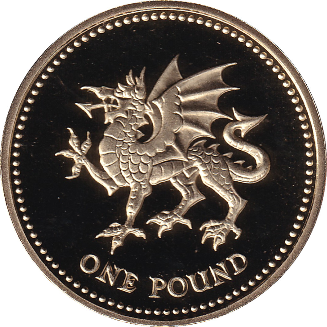 1 pound - Elizabeth II - Tête mature - Dragon de Galles