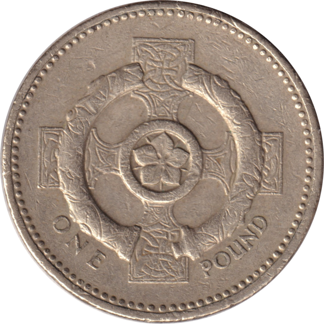 1 pound - Elizabeth II - Tête agée - Croix d'Irlande du Nord