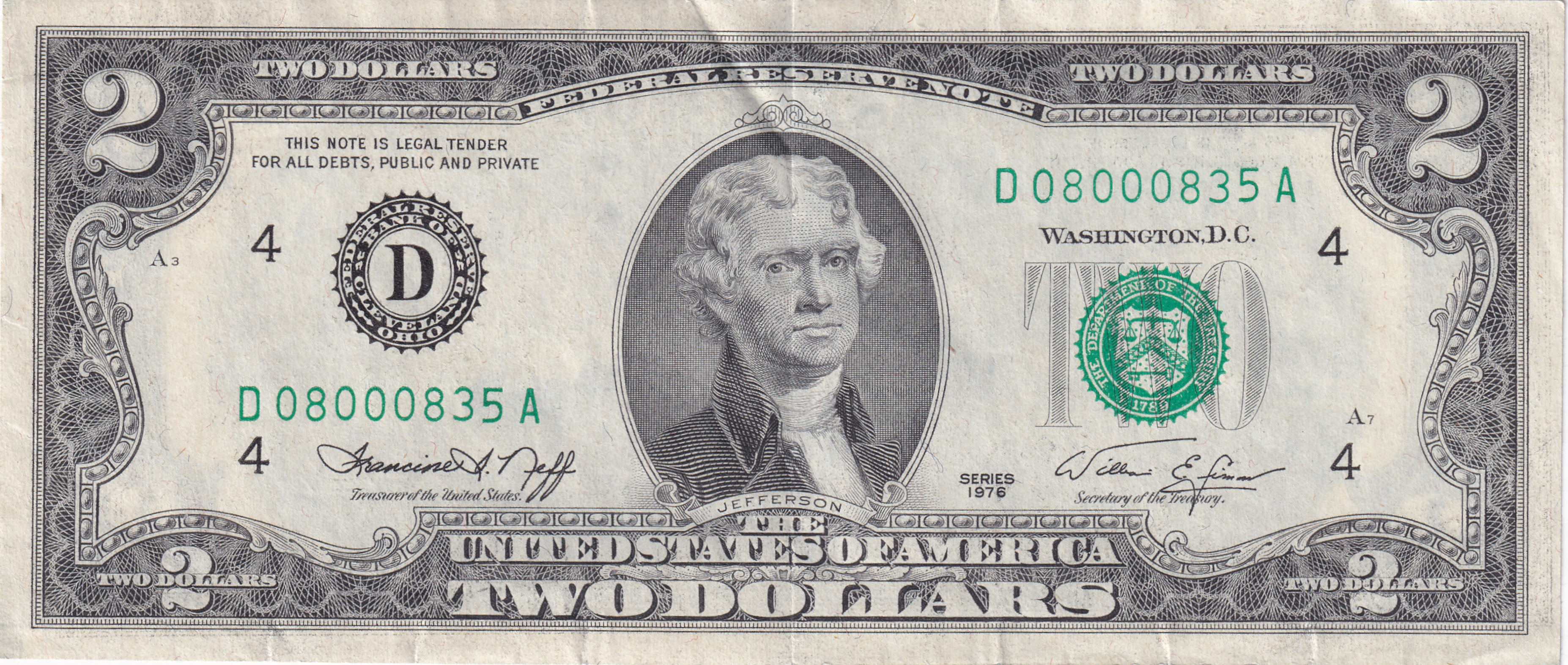 2 dollars - Federal Reserve Note