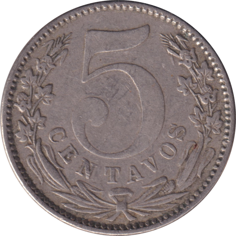 5 centavos - Tête de la République - Avec branches