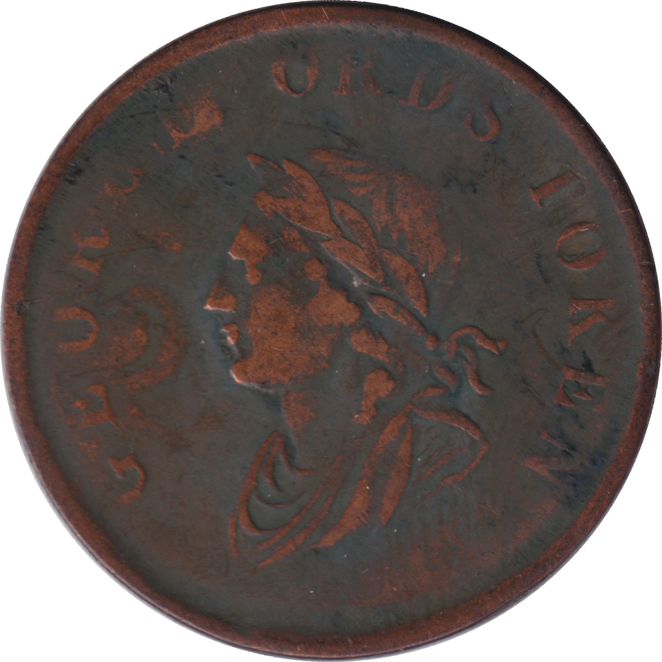 1/2 penny - George III - Buste agé