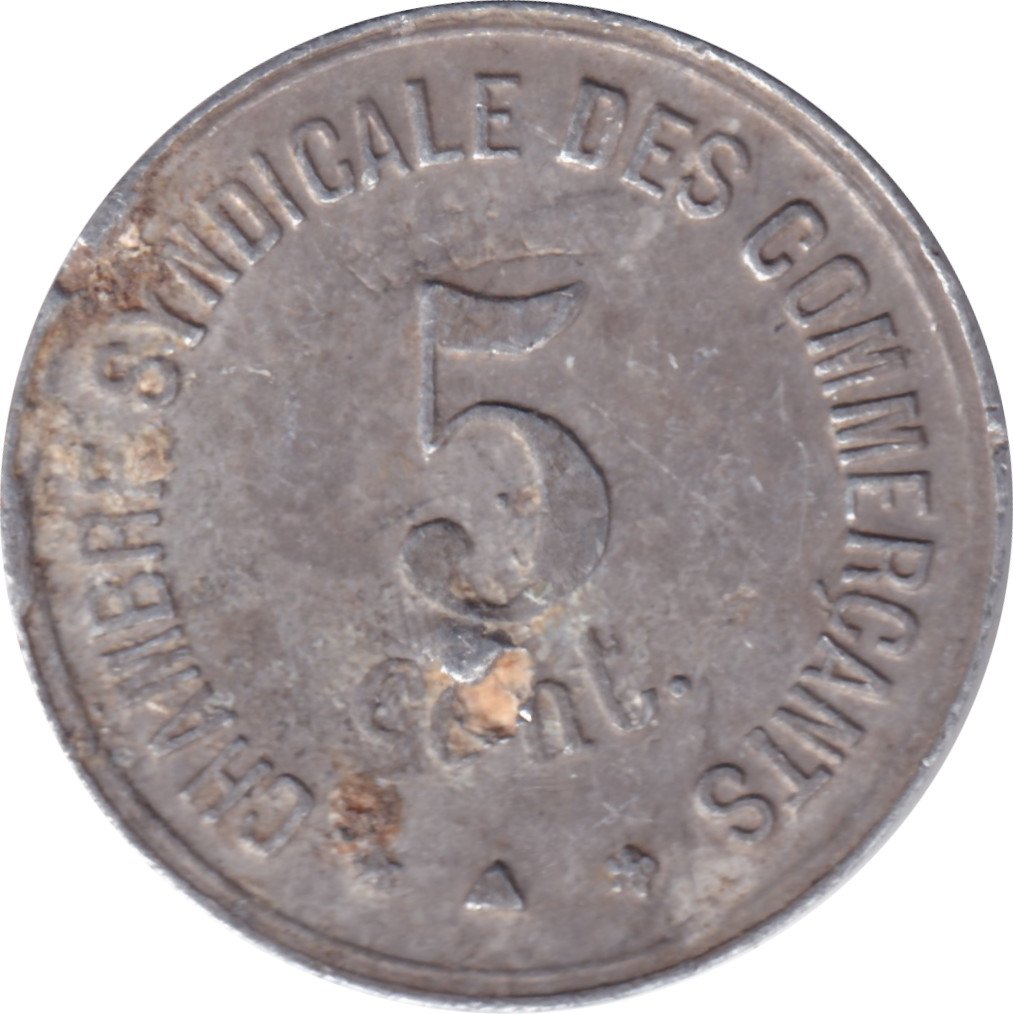 5 centimes - Chambre syndicale des commerçants - Type métallique