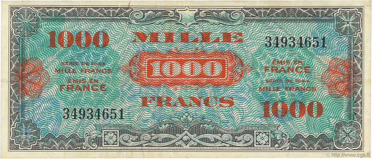1000 francs - Drapeau