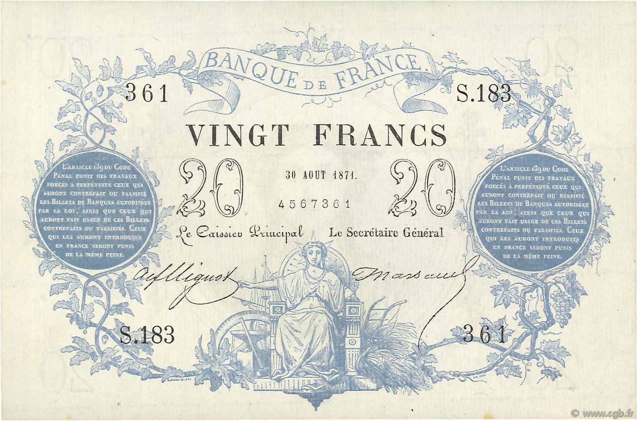 20 francs - Type 1871