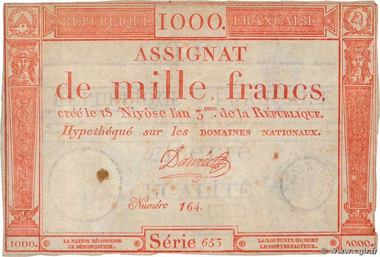 1000 francs - Domaines nationaux